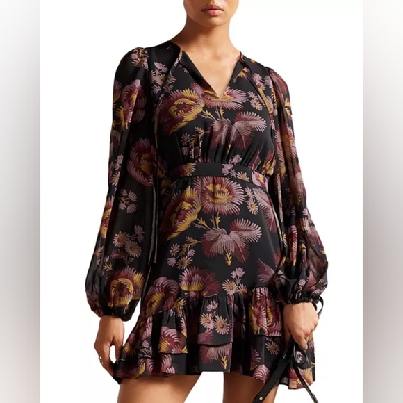 Piara Ruffle Asymmetric Mini Dress - Picture 1 of 13